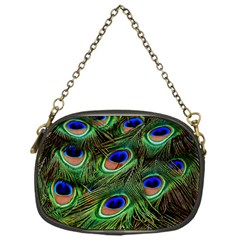 Peacock Feathers Plumage Iridescent Chain Purse (one Side)