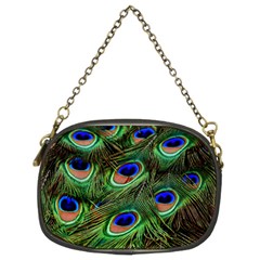 Peacock Feathers Plumage Iridescent Chain Purse (two Sides)