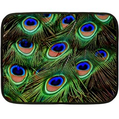 Peacock Feathers Plumage Iridescent Fleece Blanket (mini) by HermanTelo