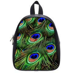 Peacock Feathers Plumage Iridescent School Bag (small) by HermanTelo