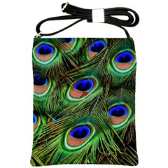 Peacock Feathers Plumage Iridescent Shoulder Sling Bag