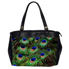 Peacock Feathers Plumage Iridescent Oversize Office Handbag (2 Sides) by HermanTelo