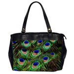 Peacock Feathers Plumage Iridescent Oversize Office Handbag (2 Sides) Front