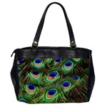 Peacock Feathers Plumage Iridescent Oversize Office Handbag (2 Sides) Back