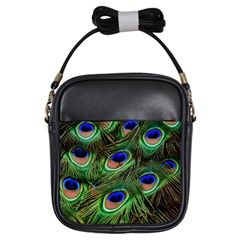 Peacock Feathers Plumage Iridescent Girls Sling Bag by HermanTelo