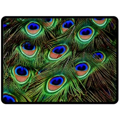 Peacock Feathers Plumage Iridescent Fleece Blanket (large) 