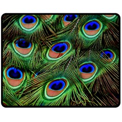 Peacock Feathers Plumage Iridescent Fleece Blanket (medium)  by HermanTelo