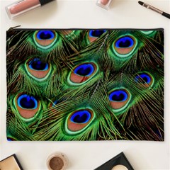 Peacock Feathers Plumage Iridescent Cosmetic Bag (xxxl) by HermanTelo