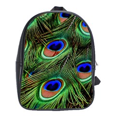 Peacock Feathers Plumage Iridescent School Bag (xl)