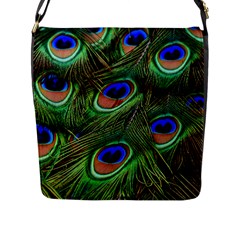 Peacock Feathers Plumage Iridescent Flap Closure Messenger Bag (l) by HermanTelo