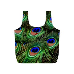 Peacock Feathers Plumage Iridescent Full Print Recycle Bag (s) by HermanTelo