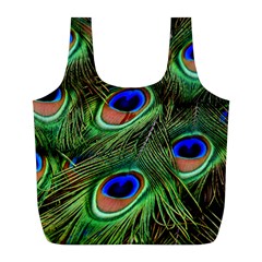 Peacock Feathers Plumage Iridescent Full Print Recycle Bag (l)