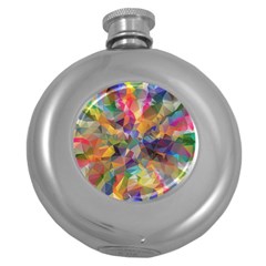 Polygon Wallpaper Round Hip Flask (5 Oz) by HermanTelo