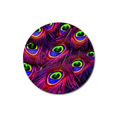 Peacock Feathers Color Plumage Magnet 3  (round) by HermanTelo