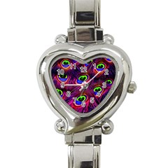 Peacock Feathers Color Plumage Heart Italian Charm Watch by HermanTelo