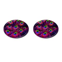 Peacock Feathers Color Plumage Cufflinks (oval)