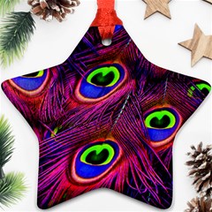 Peacock Feathers Color Plumage Star Ornament (two Sides)