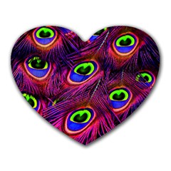 Peacock Feathers Color Plumage Heart Mousepads by HermanTelo