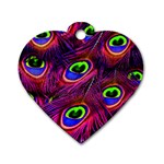 Peacock Feathers Color Plumage Dog Tag Heart (Two Sides) Front