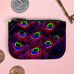 Peacock Feathers Color Plumage Mini Coin Purse