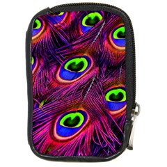 Peacock Feathers Color Plumage Compact Camera Leather Case by HermanTelo