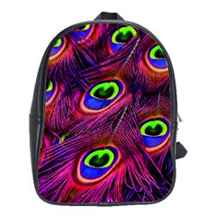 Peacock Feathers Color Plumage School Bag (large)