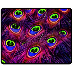 Peacock Feathers Color Plumage Double Sided Fleece Blanket (medium) 