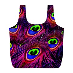 Peacock Feathers Color Plumage Full Print Recycle Bag (l)