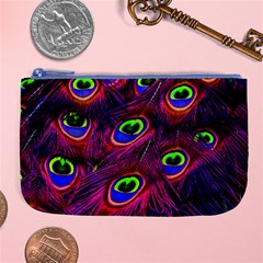 Peacock Feathers Color Plumage Large Coin Purse