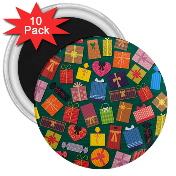 Presents Gifts Background Colorful 3  Magnets (10 pack) 