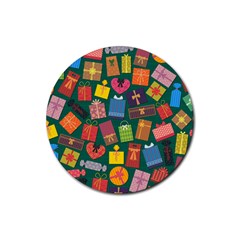 Presents Gifts Background Colorful Rubber Coaster (Round) 