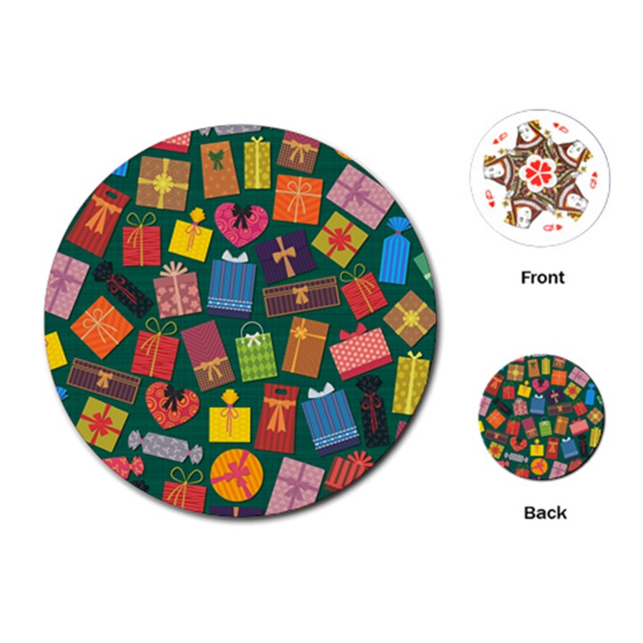 Presents Gifts Background Colorful Playing Cards (Round)