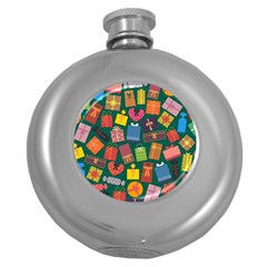 Presents Gifts Background Colorful Round Hip Flask (5 oz)