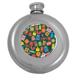 Presents Gifts Background Colorful Round Hip Flask (5 oz) Front