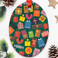 Presents Gifts Background Colorful Oval Ornament (Two Sides)