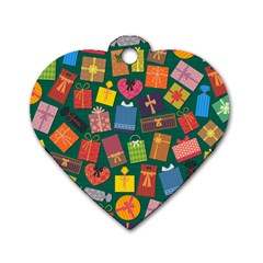 Presents Gifts Background Colorful Dog Tag Heart (One Side)