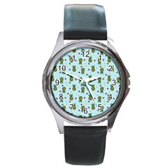 Pineapple Watermelon Fruit Lime Round Metal Watch by HermanTelo