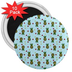 Pineapple Watermelon Fruit Lime 3  Magnets (10 Pack) 