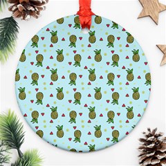 Pineapple Watermelon Fruit Lime Round Ornament (two Sides)