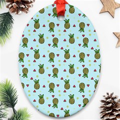 Pineapple Watermelon Fruit Lime Oval Ornament (two Sides)