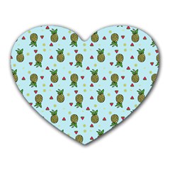 Pineapple Watermelon Fruit Lime Heart Mousepads by HermanTelo