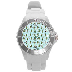 Pineapple Watermelon Fruit Lime Round Plastic Sport Watch (l) by HermanTelo