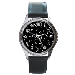 Scribbles Lines Painting Round Metal Watch by HermanTelo