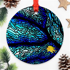 Sea Coral Stained Glass Ornament (round) by HermanTelo