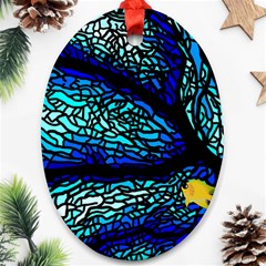 Sea Coral Stained Glass Ornament (oval) by HermanTelo