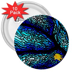 Sea Coral Stained Glass 3  Buttons (10 Pack)  by HermanTelo