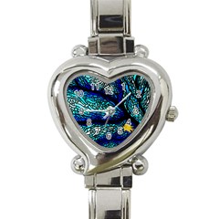 Sea Coral Stained Glass Heart Italian Charm Watch