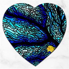 Sea Coral Stained Glass Jigsaw Puzzle (heart) by HermanTelo