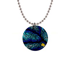 Sea Coral Stained Glass 1  Button Necklace