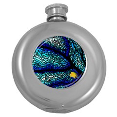 Sea Coral Stained Glass Round Hip Flask (5 Oz)